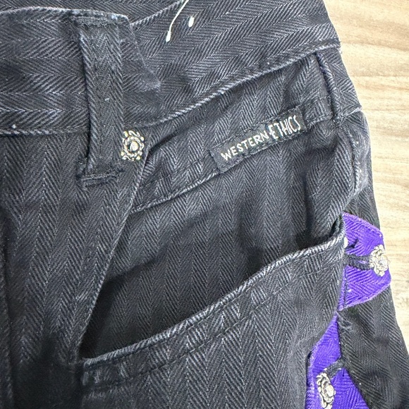 Vintage Black Jeans with Purple Detailing - Picture 3 of 8
